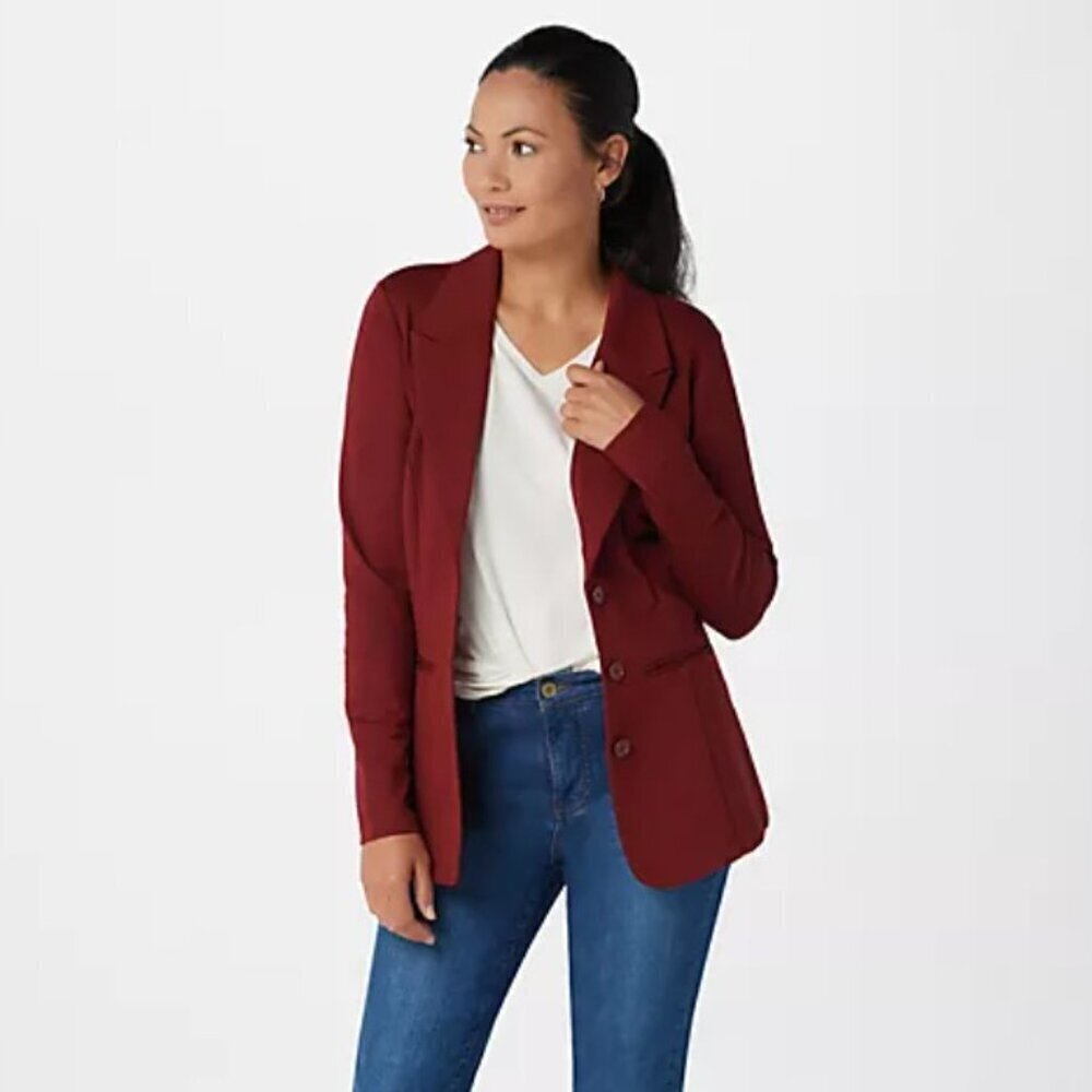 Brooke Shields Timeless Burgundy Blazer 1X NWT Stretch Career Work Jacket